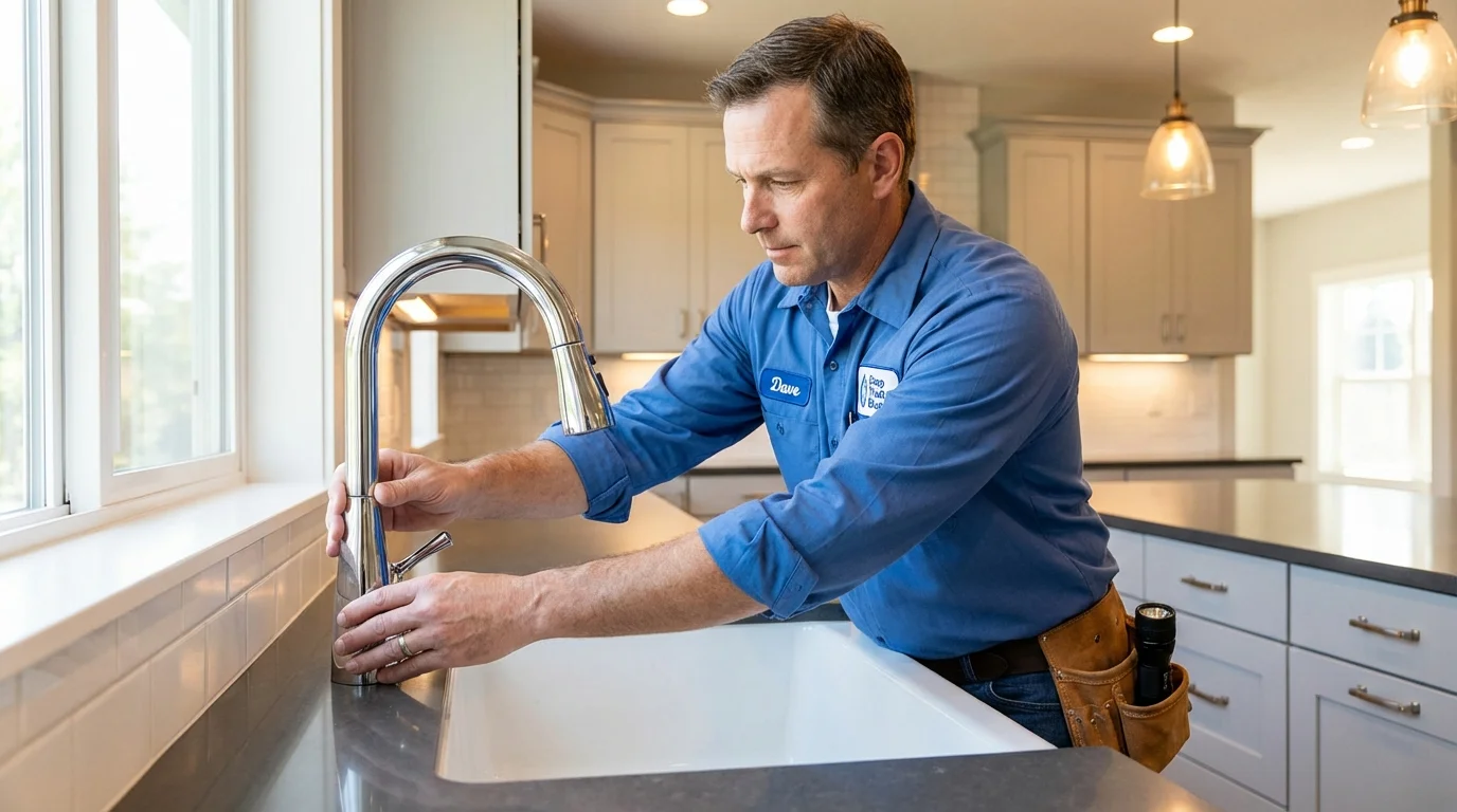 Kitchen faucet installation by Johns Plumbing LLC in Merrill