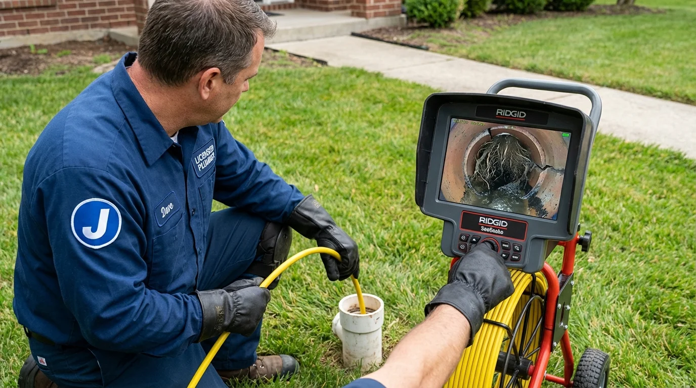Sewer camera inspection being performed by Johns Plumbing LLC in Merrill