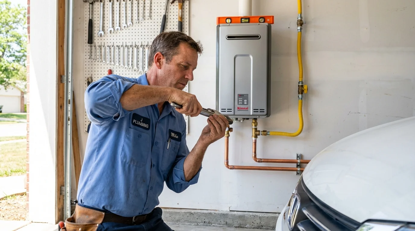 Tankless water heater installation by a Johns Plumbing LLC plumber in Merrill